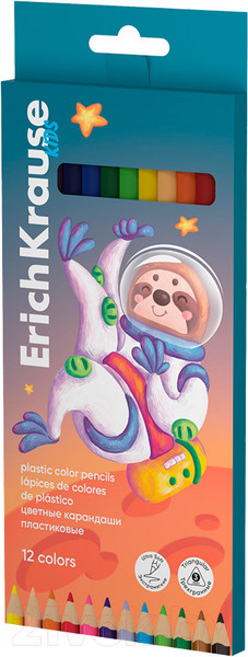 Изображение товара Набор цветных карандашей Erich Krause Kids Space Animals / 61782 (12цв)