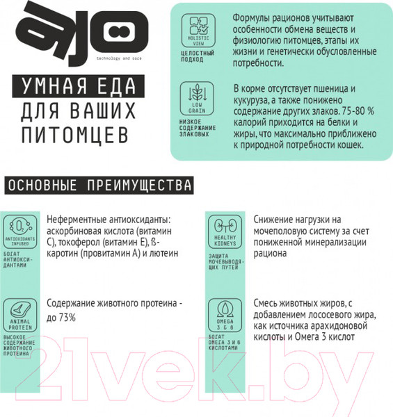 Изображение товара Сухой корм для кошек AJO Cat Sterile Weight Control для стерилизованных контроль веса (10кг)