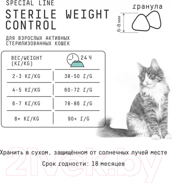 Изображение товара Сухой корм для кошек AJO Cat Sterile Weight Control для стерилизованных контроль веса (10кг)