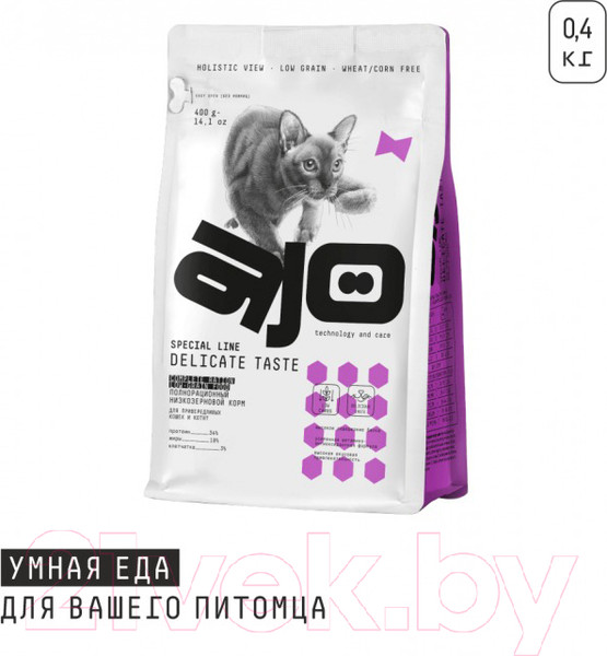 Изображение товара Сухой корм для кошек AJO Delicate Taste Для привередливых кошек и котят (400г)
