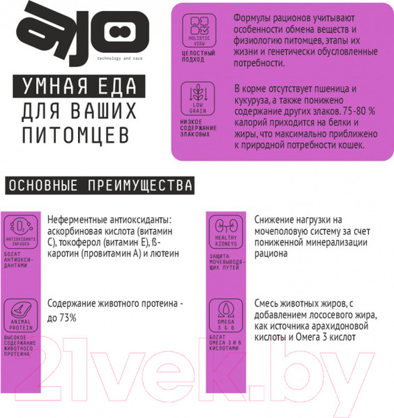 Изображение товара Сухой корм для кошек AJO Delicate Taste Для привередливых кошек и котят (400г)