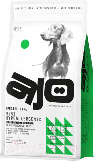 Изображение товара Сухой корм для собак AJO Mini Hypoallergenic Для взр. собак со склонностью к аллергии (12кг)