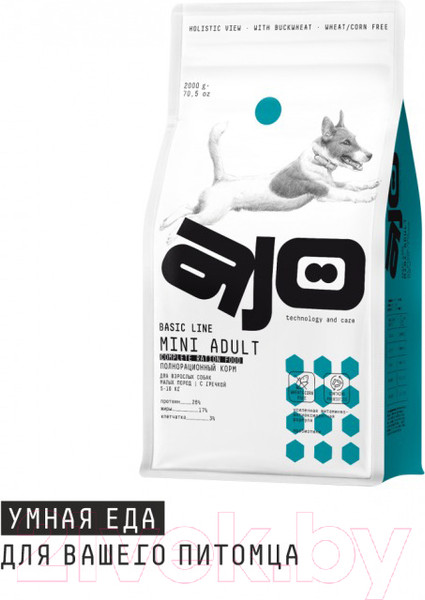 Изображение товара Сухой корм для собак AJO Mini Adult Для взрослых собак малых пород (8кг)