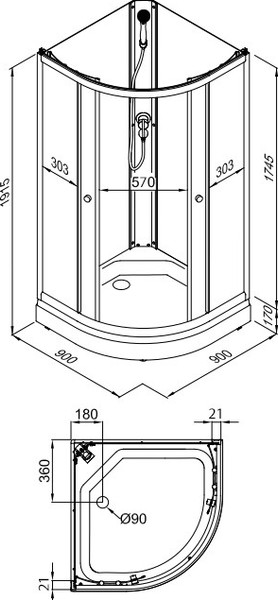 Изображение товара Душевая кабина Triton Лайт 90x90 А