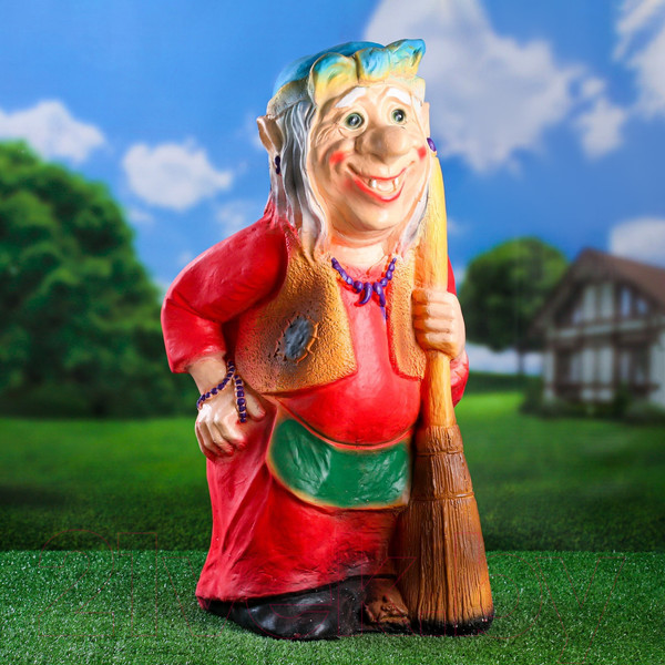 Изображение товара Фигурка для сада Хорошие сувениры Бабка Ежка стоя / 1063574