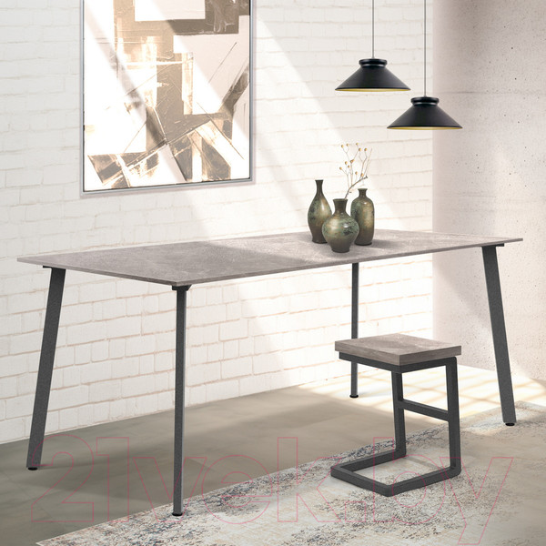 Изображение товара Обеденный стол Millwood Шанхай Л18 160x80 (бетон/графит)