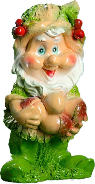 Изображение товара Фигурка для сада Хорошие сувениры Гном с желудями / 3467700 (зеленый)