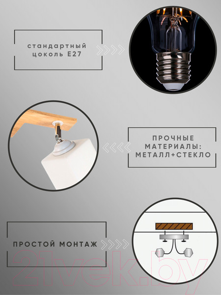 Изображение товара Спот Aitin-Pro НПБ 02-2x60-101 / N5291/2 (белый/дерево)