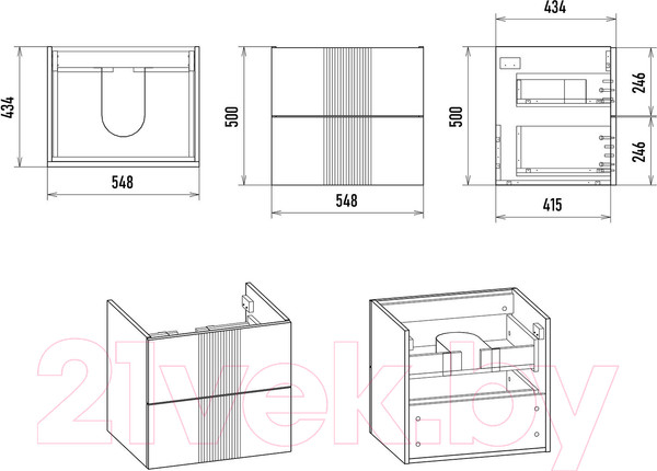 Изображение товара Тумба под умывальник Brevita Vega 60 / VEG-09060-0102Я