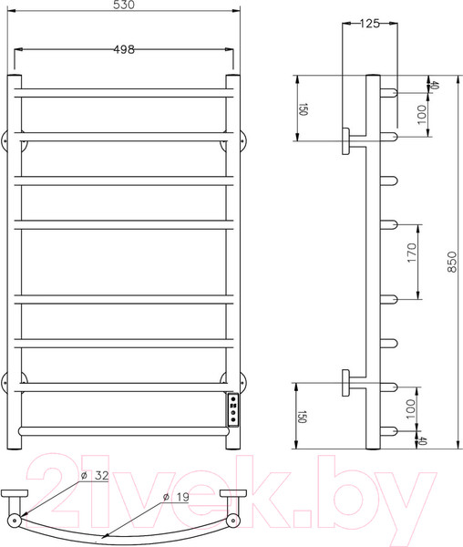 Изображение товара Полотенцесушитель электрический Roxen Santi BK-109AW-8T / 11030-5385W (белый)