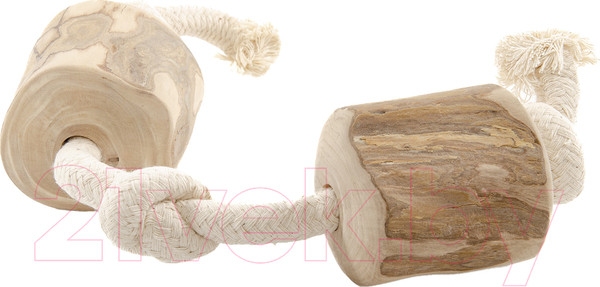 Изображение товара Игрушка для собак Coffee Wood Канатная гантель с кофейными бочонками / ROPE/CW-2XL