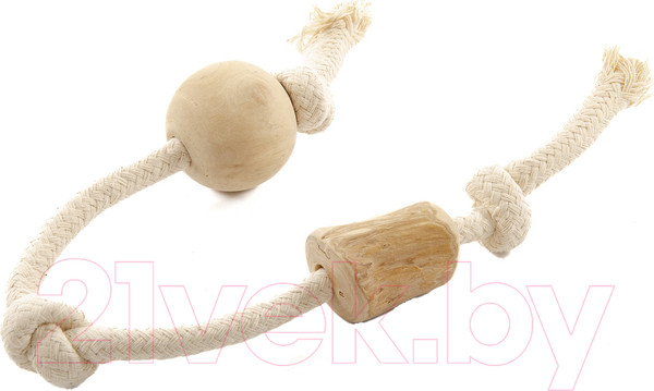 Изображение товара Игрушка для собак Coffee Wood Канат с кофейным бочонком и шариком / KNOTTUG/CW-L