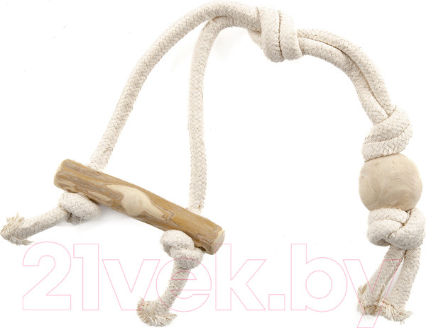 Изображение товара Игрушка для собак Coffee Wood Канатный грейфер с кофейной палочкой и шариком / ROPETUG/CW