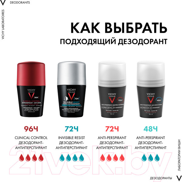 Изображение товара Антиперспирант шариковый Vichy Homme Invisible (50мл)