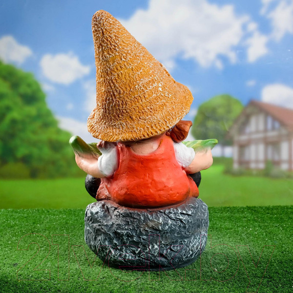 Изображение товара Фигурка для сада Хорошие сувениры Девочка на камне с листом / 1343714