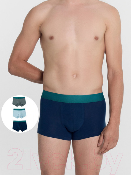 Изображение товара Комплект мужских трусов Mark Formelle 411215-3 (р.86-96, небесный синий/серый камень/ночной океан)
