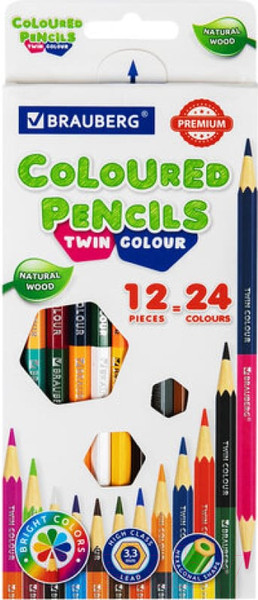 Изображение товара Набор цветных карандашей Brauberg Двусторонние / 181874