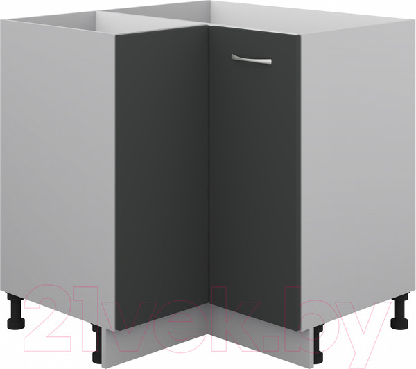 Изображение товара Шкаф-стол кухонный Кортекс-мебель Корнелия Лира НШУ угловой без столешницы (антрацит)