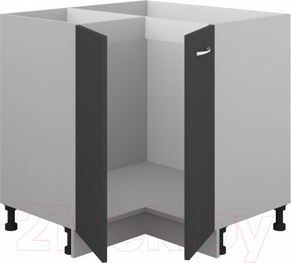 Изображение товара Шкаф-стол кухонный Кортекс-мебель Корнелия Лира НШУ угловой без столешницы (антрацит)
