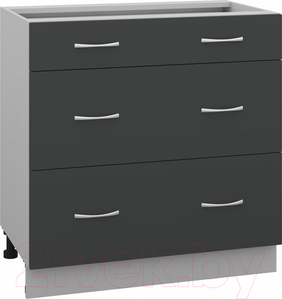 Изображение товара Шкаф-стол кухонный Кортекс-мебель Корнелия Лира НШ80р3ш без столешницы (антрацит)