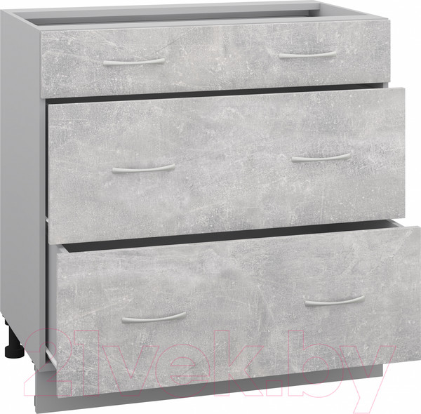 Изображение товара Шкаф-стол кухонный Кортекс-мебель Корнелия Лира НШ80р3ш без столешницы (ателье светлый)