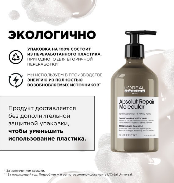 Изображение товара Шампунь для волос L'Oreal Professionnel Serie Expert Absolut Repair Molecular (500мл)