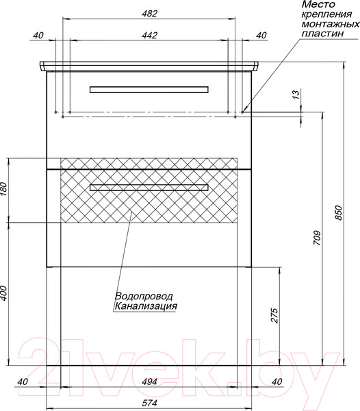 Изображение товара Тумба под умывальник Dreja Gio 60 / 77.0102D (дуб кантри)