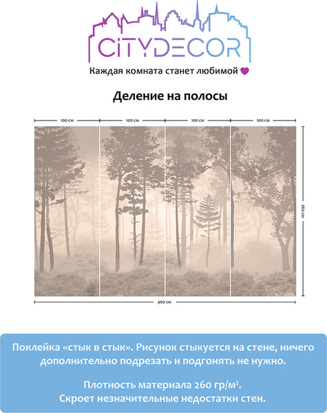 Изображение товара Фотообои листовые Citydecor Таинственный лес 10 (400x260см)