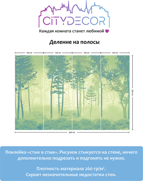 Изображение товара Фотообои листовые Citydecor Таинственный лес 11 (400x260см)