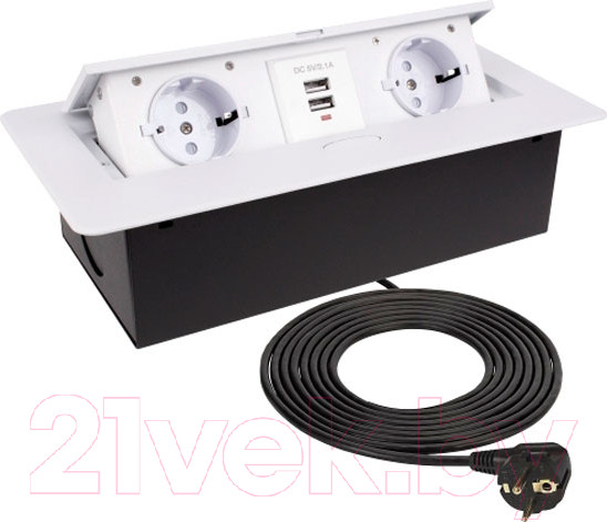 Изображение товара Блок розеточный AKS Nova USB выдвижной (2 розетки, белый)