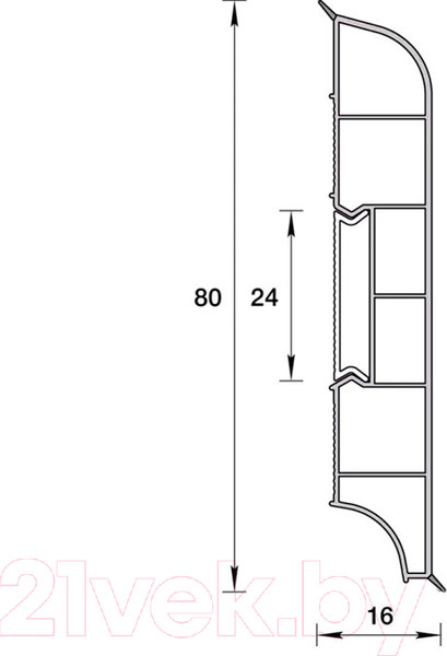 Изображение товара Плинтус Ideal Дюра 001 округлый 80мм (2.2м, белый)