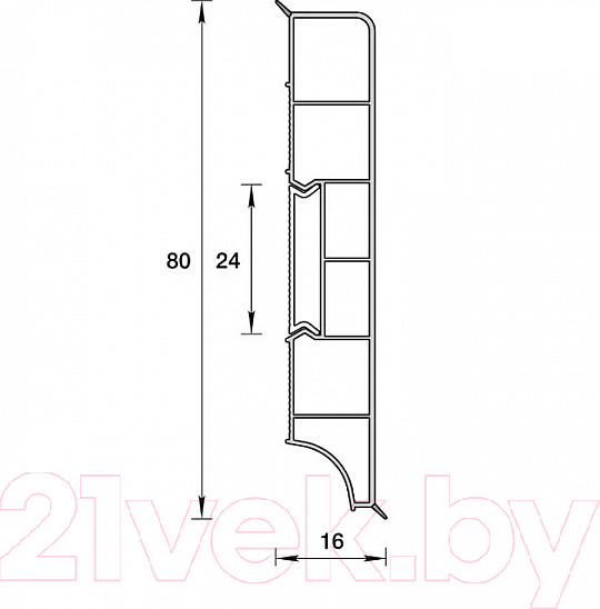 Изображение товара Плинтус Ideal Дюра прямоугольный 80мм 033 (2.2м, кремово-белый)