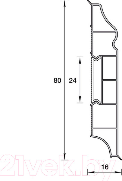 Изображение товара Плинтус Ideal Дюра 001 фигурный 80мм (2.2м, белый)