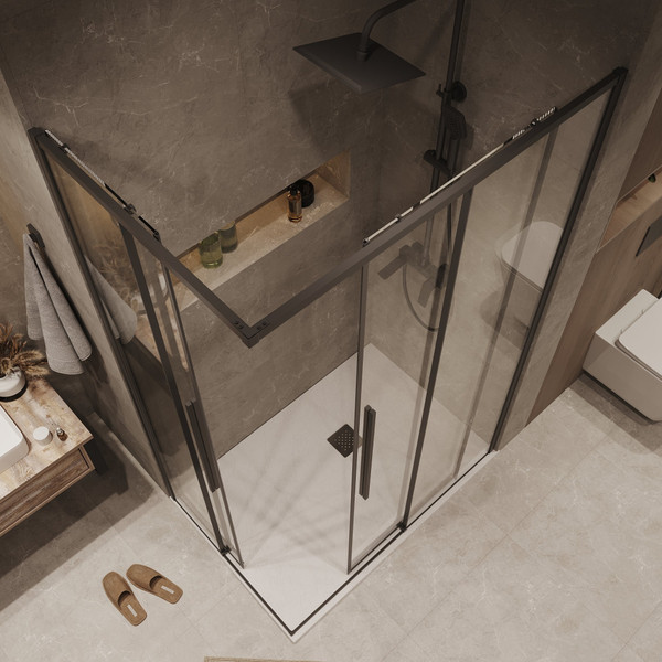 Изображение товара Душевой уголок Grossman Galaxy 100x100x195 / 300.K33.01.1010.21.00 (черный матовый/прозрачное стекло)