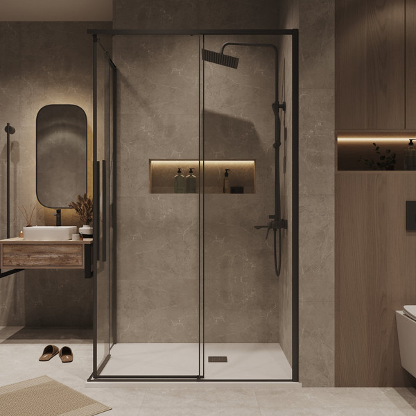 Изображение товара Душевой уголок Grossman Galaxy 100x100x195 / 300.K33.01.1010.21.00 (черный матовый/прозрачное стекло)