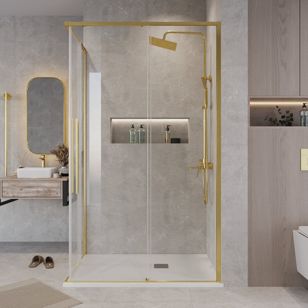 Изображение товара Душевой уголок Grossman Galaxy 100x80x195 / 300.K33.01.1080.32.00 (золото сатин/прозрачное стекло)