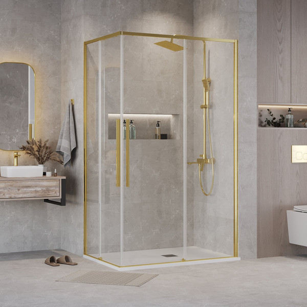 Изображение товара Душевой уголок Grossman Galaxy 100x80x195 / 300.K33.01.1080.32.00 (золото сатин/прозрачное стекло)