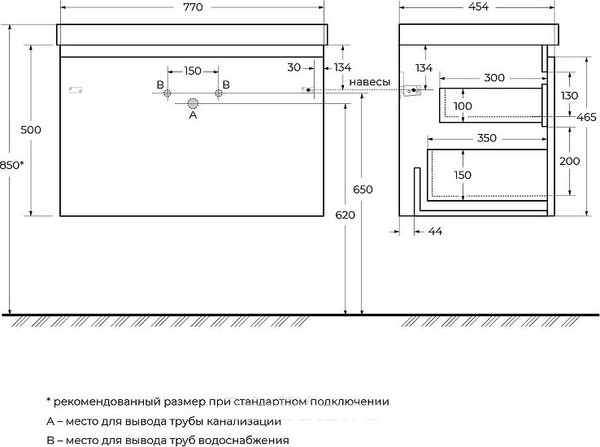 Изображение товара Тумба под умывальник Cezares GIUBILEO-N-80-1C-SO-BL