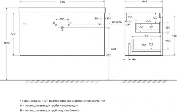 Изображение товара Тумба под умывальник Cezares GIUBILEO-N-100-1C-SO-TIT-P