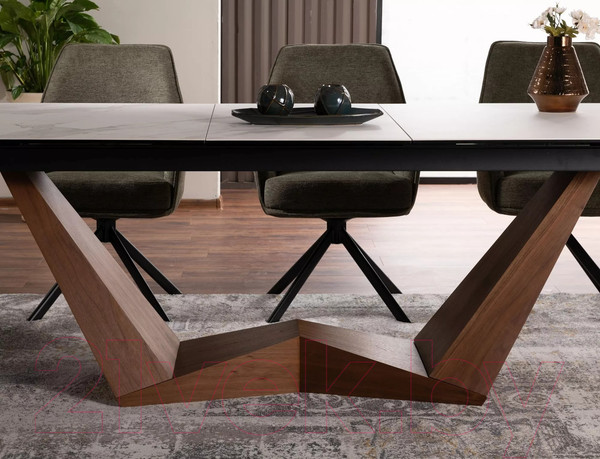 Изображение товара Обеденный стол Signal Bonucci Ceramic 200-250x98 (белый/орех)