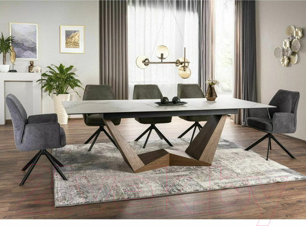 Изображение товара Обеденный стол Signal Bonucci Ceramic 200-250x98 (белый/орех)