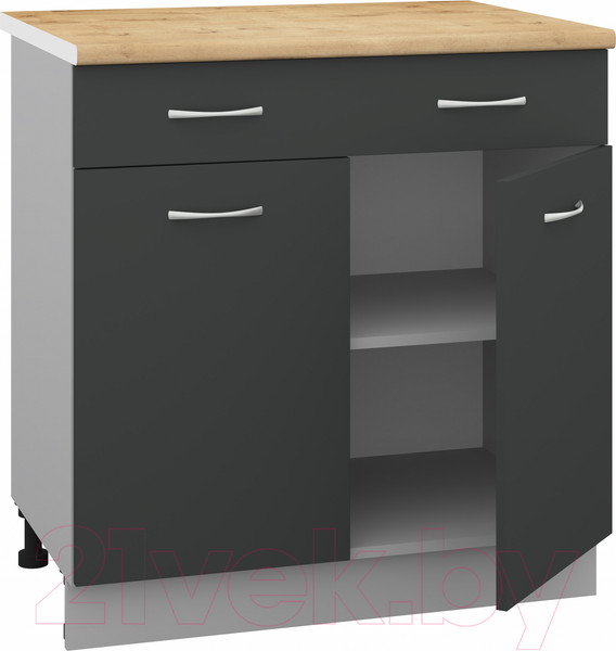 Изображение товара Шкаф-стол кухонный Кортекс-мебель Корнелия Лира НШ80р1ш (антрацит/дуб бунратти)