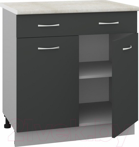Изображение товара Шкаф-стол кухонный Кортекс-мебель Корнелия Лира НШ80р1ш (антрацит/королевский опал)