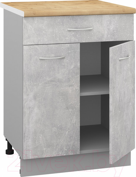 Изображение товара Шкаф-стол кухонный Кортекс-мебель Корнелия Лира НШ60р1ш (ателье светлый/дуб бунратти)