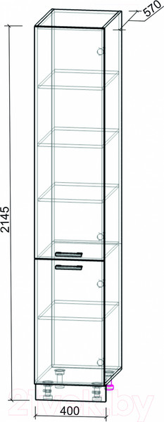 Изображение товара Шкаф-пенал кухонный Интерлиния Компо НШП-№2-2145 (дуб веллингтон)