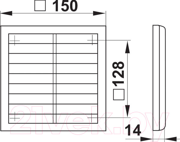 Изображение товара Решетка вентиляционная Семь ветров РВ1К-01 (150x150, с обратным клапаном)