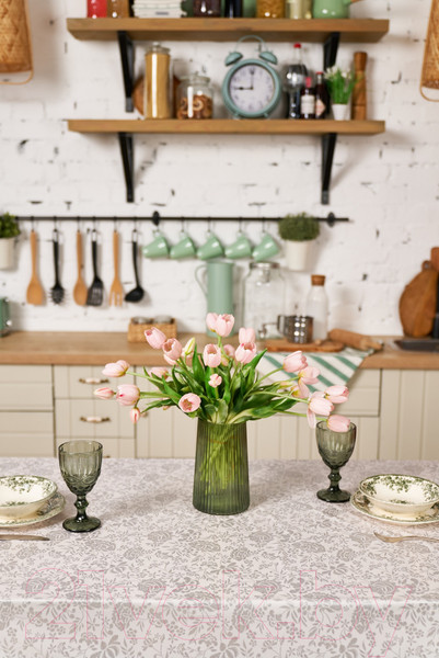 Изображение товара Скатерть Stolima Декор-шанс 5009 Серебряное шитье (180x130)