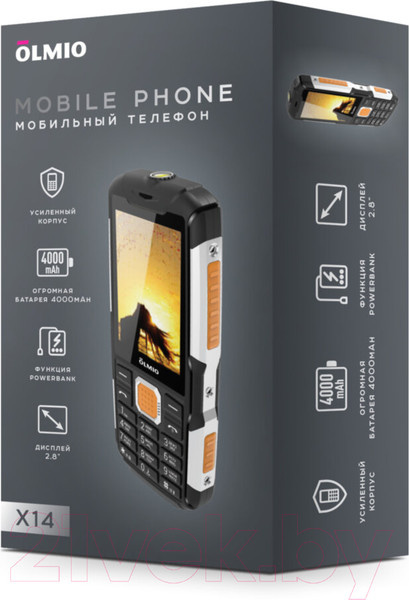 Изображение товара Мобильный телефон Olmio X14 / 046626 (черный/оранжевый)