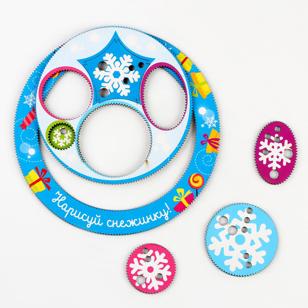 Изображение товара Развивающий игровой набор Лесная мастерская Новогодний трафарет спирограф. Нарисуй снежинку / 4276030