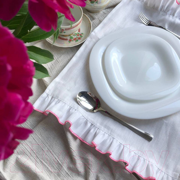 Изображение товара Набор сервировочных салфеток ОМурМебель Пионы С кольцами (5шт)